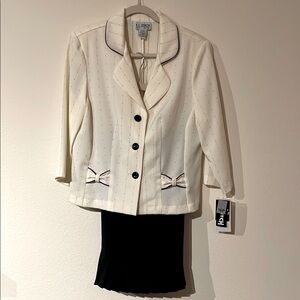 KC Spenser White Jacket and Black Skirt Set